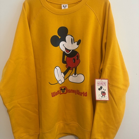Disney Sweaters - Disney Micky Mouse Crew Neck Sweatshirt Micky Mouse Graphic Yellow Size XXL  NWT